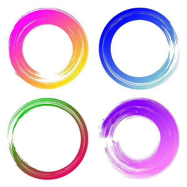 Set of  colorful   modern label, logo grunge circle brushstroke