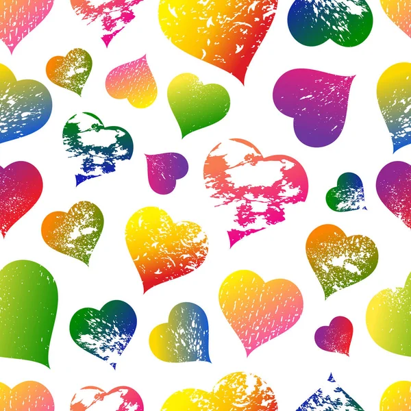 Απρόσκοπτη μοτίβο με πολύχρωμες καρδιές — Διανυσματικό Αρχείο