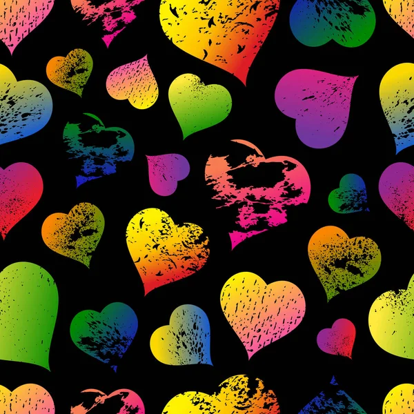 Απρόσκοπτη μοτίβο με πολύχρωμες καρδιές — Διανυσματικό Αρχείο