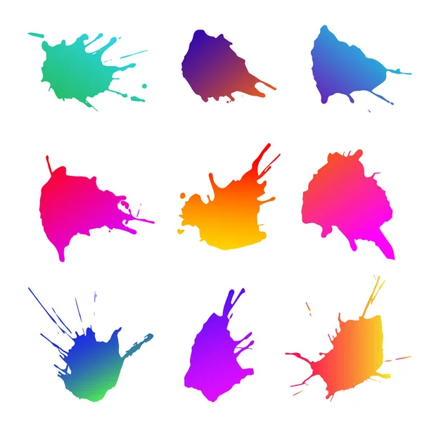 Conjunto de manchas de tinta de colores sobre fondo blanco — Vector de stock