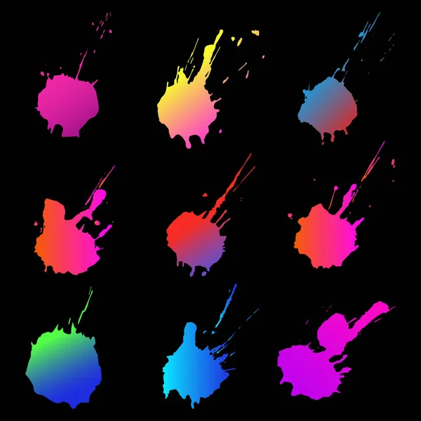 Conjunto de manchas grunge de tinta de colores sobre fondo blanco — Vector de stock