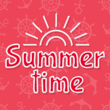 Yaz saati ve pembe arka plan beyaz dümen ile tarih Pzr yazı ip