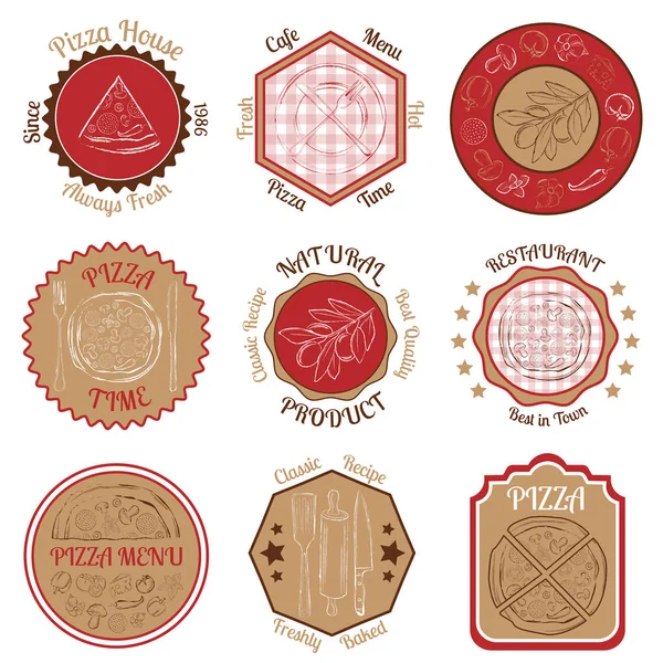 Conjunto de insignias de restaurante de pizza sobre fondo blanco — Vector de stock