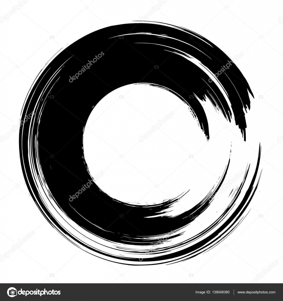Grunge hand drawn black paintbrush circle. Curved brush stroke Stock Vector  by ©bananUlya 139048380, image size:963x1024