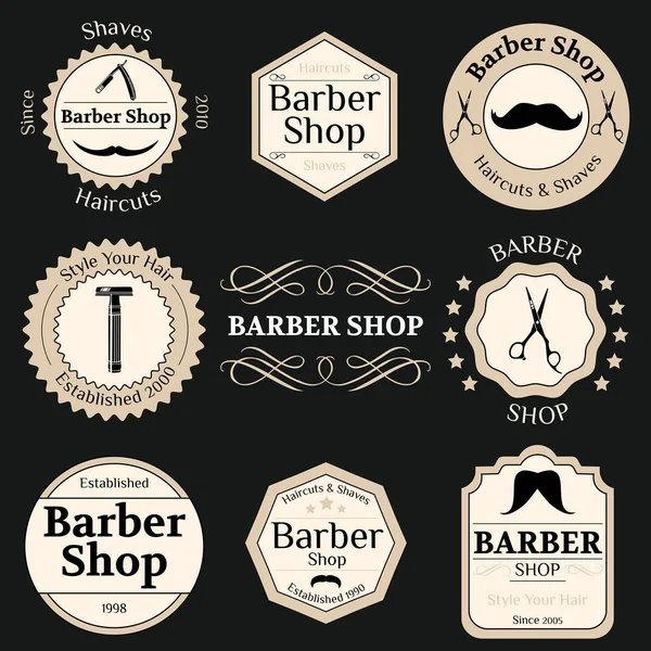 Set de insignias de peluquería vintage con tipografía y diseño e — Vector de stock