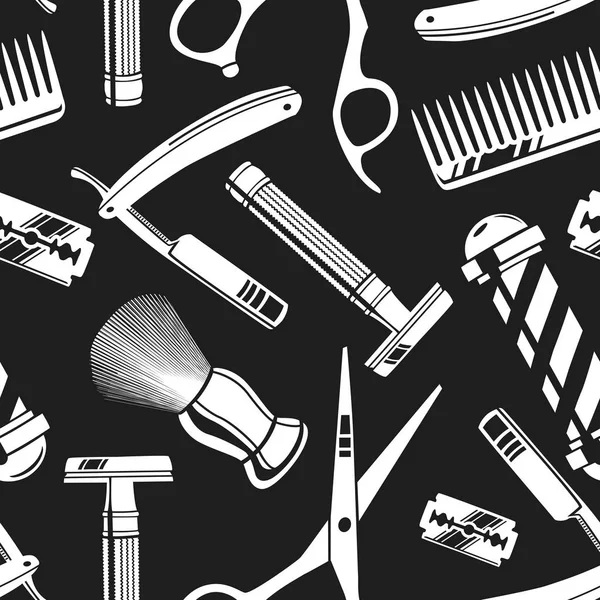 Fondo de patrón sin costuras con herramientas de peluquería vintage — Vector de stock