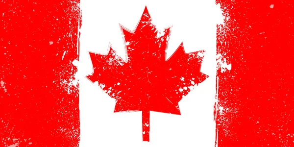 Bandera Grunge de Canadá con salpicaduras y manchas — Vector de stock