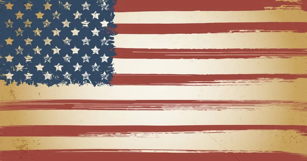 Sfondo bandiera vintage a tema americano con elementi grunge inchiostro — Vettoriale Stock