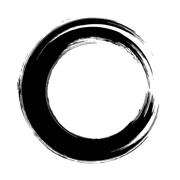 Grunge hand drawn black paintbrush circle shape. Curved brush st — Stock Vector