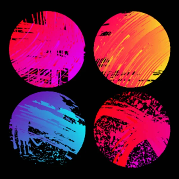 Uppsättning av grunge färgglada cirklar form. Abstrakta frimärken. Runda br — Stock vektor