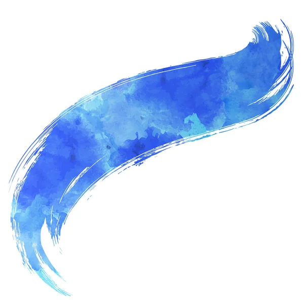 Нарисованная вручную кисть синей краской. Изогнутый ход — стоковый вектор