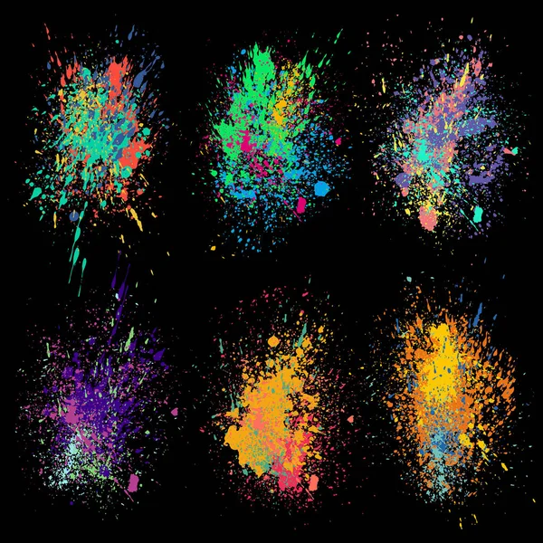 Набор черных чернил всплеск на белом фоне. Гранж-элементы — стоковый вектор