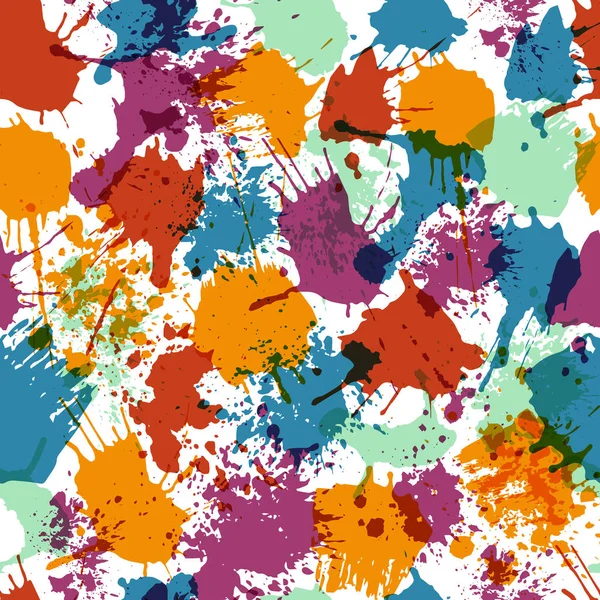 Φόντο απρόσκοπτη μοτίβο με κηλίδες χρώματος και βουτιά σε λευκό — Διανυσματικό Αρχείο