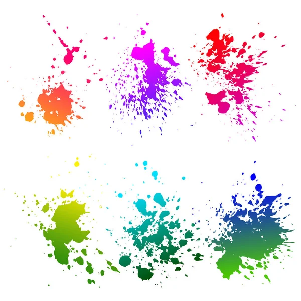 Set of watercolor splash on white background. Ink grunge splashe — Stock Vector