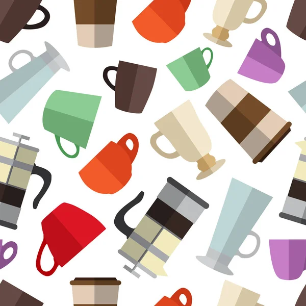 Fondo de patrón sin costuras con simples tazas de café de colores un — Vector de stock