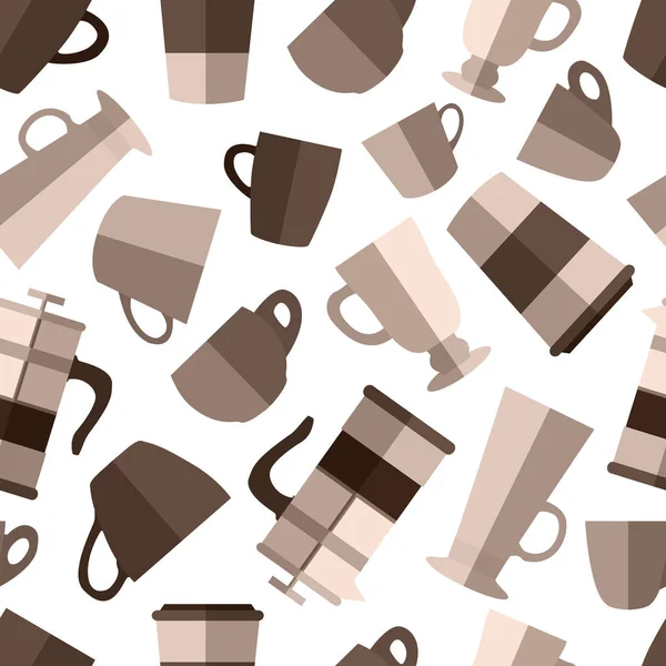 Fond de motif sans couture avec des tasses à café monochromes simples — Image vectorielle