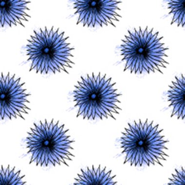 El ile sorunsuz bankamatik kalıbı mavi çiçekler su üzerinde çizilmiş.