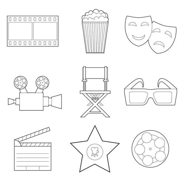 Conjunto de iconos de arte de línea de cine simple sobre fondo blanco Gráficos Vectoriales