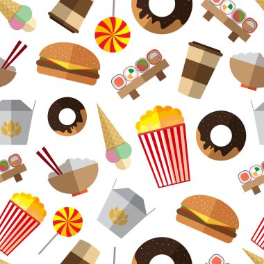 Renkli basit lokanta düz ile Seamless Modeli arka plan