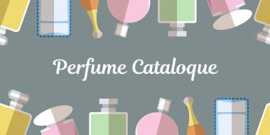 Parfüm kataloğu ile renk parfümeri düz simgeler için şablon