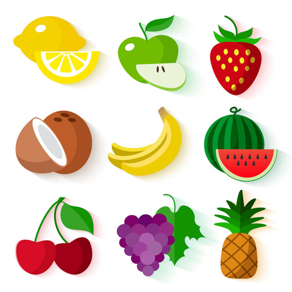 Цветные фрукты на черном фоне
