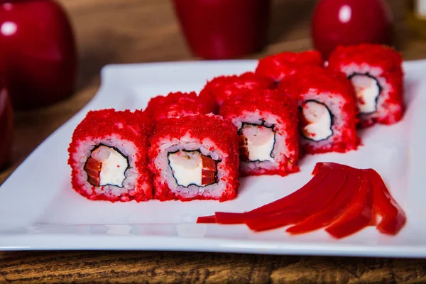 Krásné Sushi Sady Rolls Sady — Stock fotografie