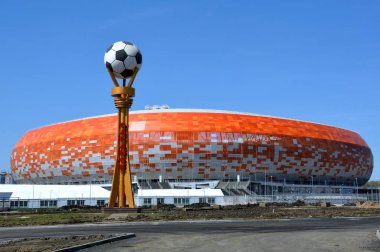 Saransk, Rusya - 04 Nisan 2018: Stadyumu 2018 Dünya Kupası için 