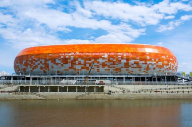 Saransk, Rusya Federasyonu - 05 Nisan 2018: 2018 için Dünya Kupası Stadyumu 