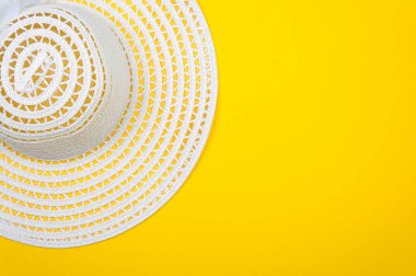 Boş alanı ile tatil metinler için en iyi görünümü gerekli modern genç bayan veya kız. Kadının yaz tatil aksesuarları. Plaj Moda, yaz konsepti. Trendy renkler. Seyahat aksesuarları.
