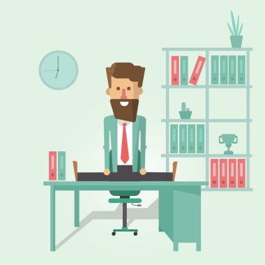 Masanın üzerine meditasyon iş adamı. Vektör çizim