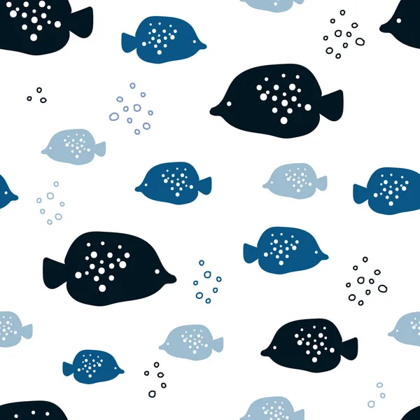 Απρόσκοπτη μπλε ψάρια μοτίβο. — Διανυσματικό Αρχείο