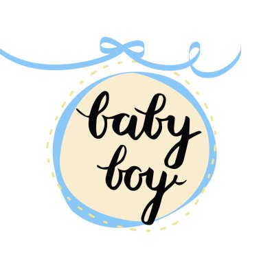 Bebek çocuk yazı vektör kartı.