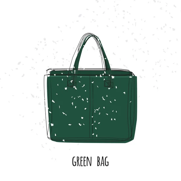 Green leather vector handbag.