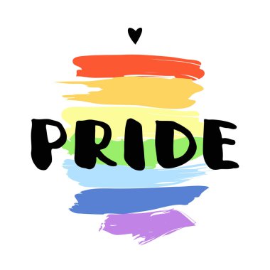 Eşcinsel gurur. Gökkuşağı doku üzerinde metin.