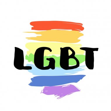 LGBT renkli poster. Gökkuşağı arka plan üzerinde el yazısı metin.