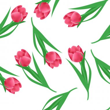 Çiçek desenli. Vektör sorunsuz arka plan. Pembe Laleler