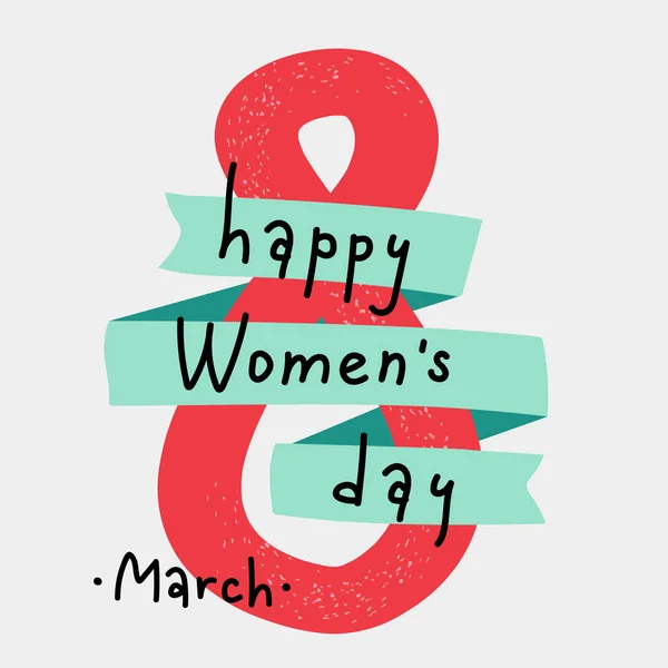 Grußkarte zum Internationalen Frauentag. 8. März niedliche Design-Postkarte. — Stockvektor
