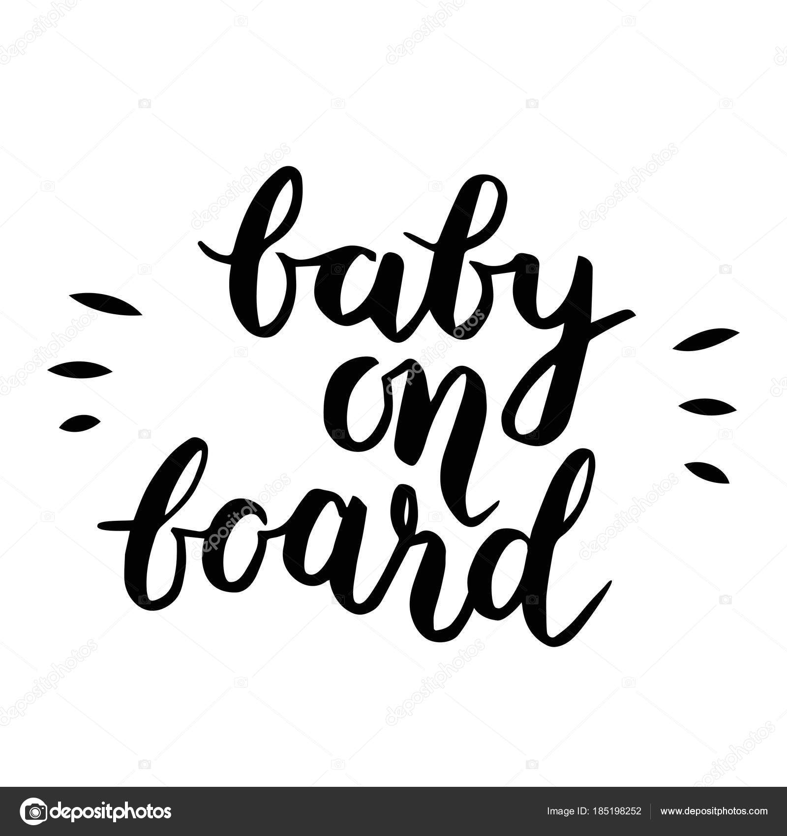 Download Baby on board handwritten calligraphic poster. Car sticker ...