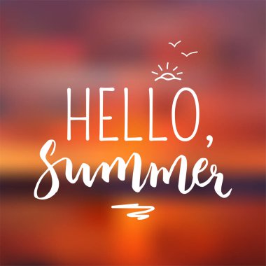 Merhaba, yaz el yazısı poster. Grafik tasarım için yazı şablonu.