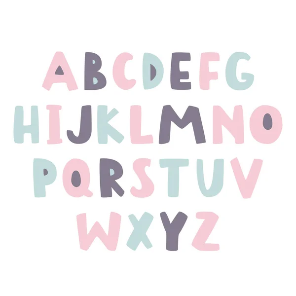 Grassetto font infantile scritto a mano. Lettere semplici per la decorazione. Design per bambini . — Vettoriale Stock