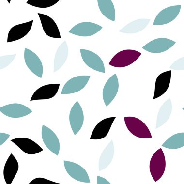 Sorunsuz yaprak desen. Yeşil, siyah ve mor öğeleri.