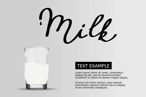 Fotorealistische melk illustratie met handgeschreven tekst. — Stockvector