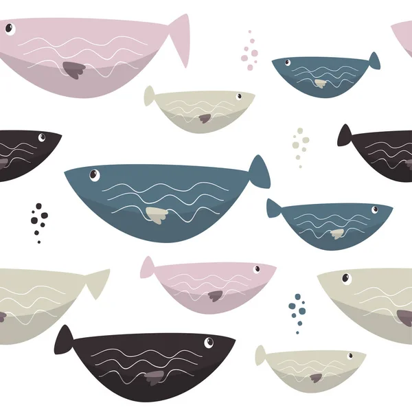 Sömlös havet fiskar enkelt mönster. Wildlife bakgrund. — Stock vektor