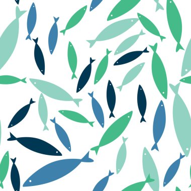 Sorunsuz vektör desen ile balıkçı. Renkli arka plan, yaban hayatı deniz doku.