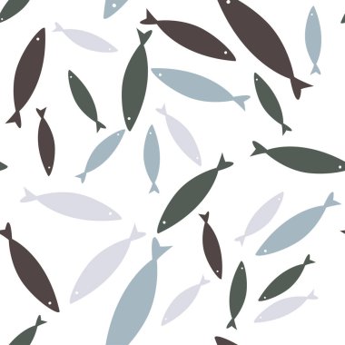 Sorunsuz vektör desen ile balıkçı. Renkli arka plan, yaban hayatı deniz doku.