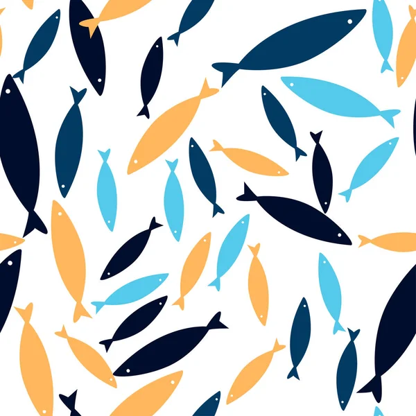 魚のシームレス パターン。カラフルな背景には、野生動物のテクスチャ. — ストックベクタ