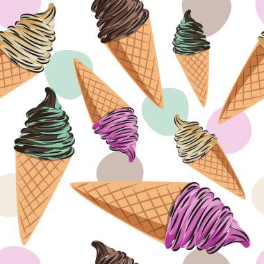 Tatlılar - dondurma, çörek, şeker ile seamless modeli doğum günü.