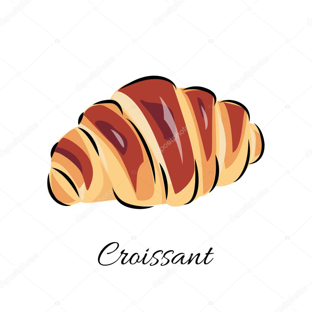 Croissant vector illustration for cafe, food design or bakery shop.