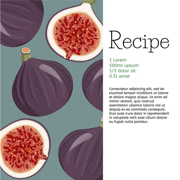 Vers fruit recept sjabloon. Fig fruit achtergrond met tekst gebied. — Stockvector