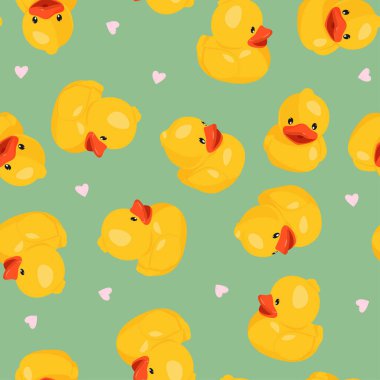 Sarı kauçuk ördek desenli. Eğlenceli çocukların geçmişi..